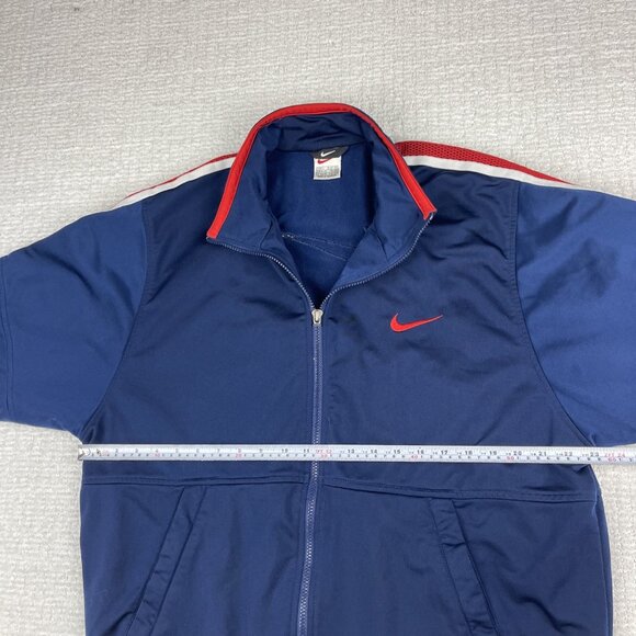 Vintage 90's Y2K Nike Men's Navy Blue/ Red Striped Track Jacket Size Large - Picture 9 of 16